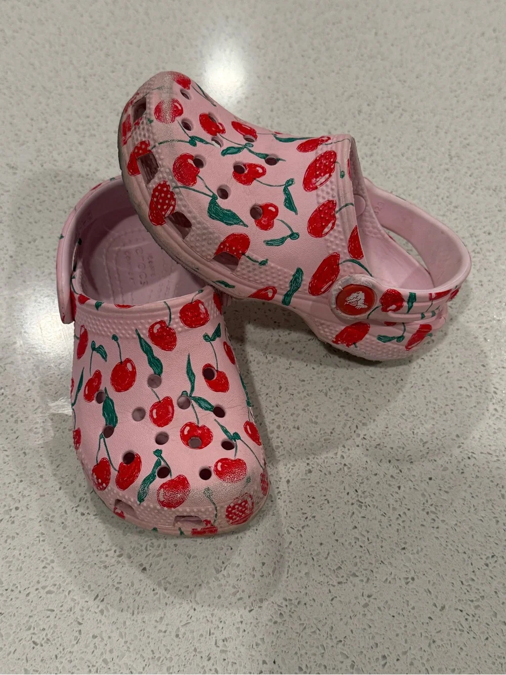 Kids Pink Cherry Print Clog Sandals Toddler Size (9)
